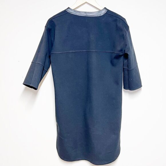 Madewell Black Short Sleeve Boxy Shift Dress Leather Trim Sz S *Host Pick* - Picture 4 of 10